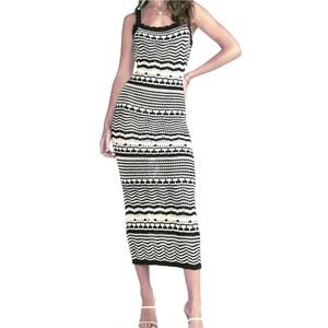 NWT JOIE Women’s Navy and White Striped Crochet Knit Maxi Dress
